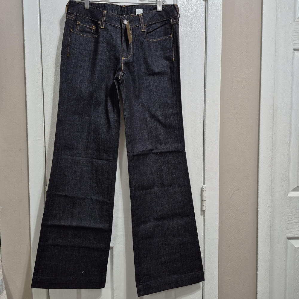 J. Crew Dark Indigo Wide-Leg Jeans with Contrast Stitching